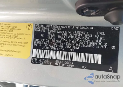 2008 Lexus Rx 350 из США, поврежденный, VIN 2T2HK31U08C084284